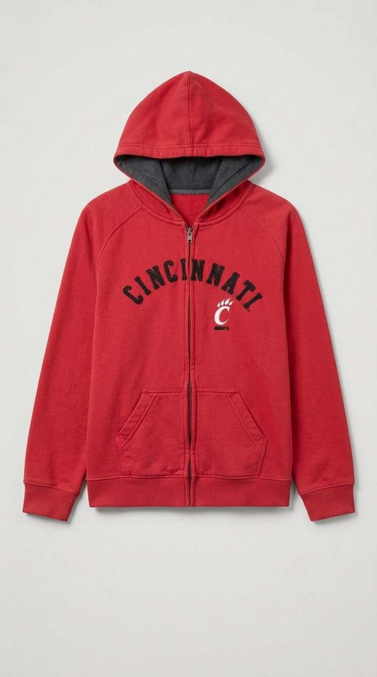 Stadium Athletics Cincinnati Bearcats Full Zip Hoodie Sweatshirt Medium